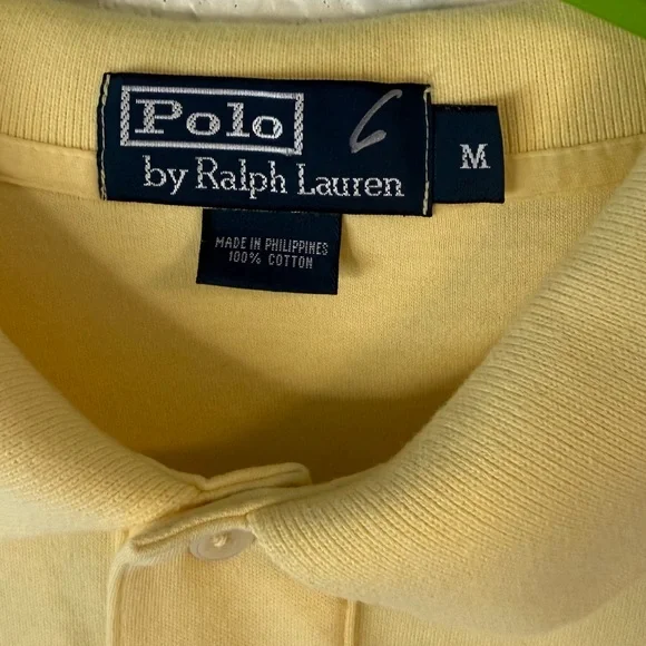 Vintage 90s Polo Ralph Lauren Yellow Polo Shirt - Men's M - Classic Fit - Picture 6 of 8